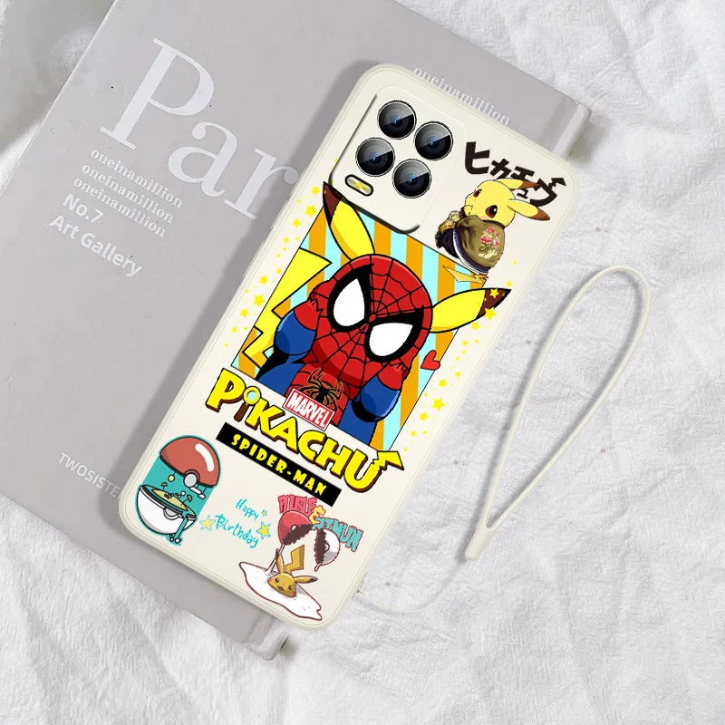 

Pikachu For Realme GT Neo2 Master Narzo 50i 50A C21Y C17 C11 C2 XT X2 X7 Q3S Pro Liquid Rope Cover Funda Phone Case Capa
