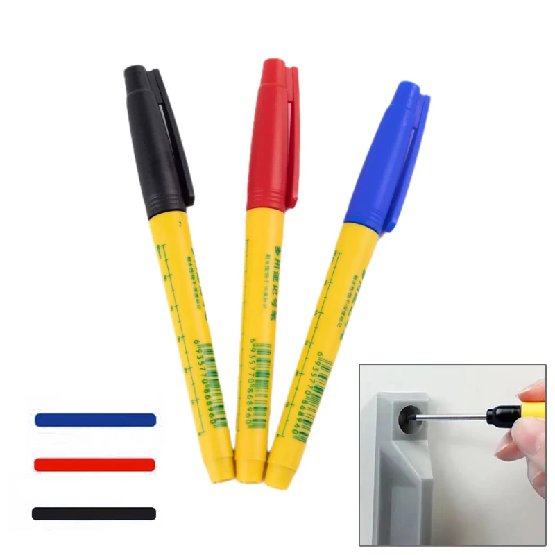 

3Pcs Long Head Markers Pen Bathroom Woodworking Multi-purpose Deep Hole Marker