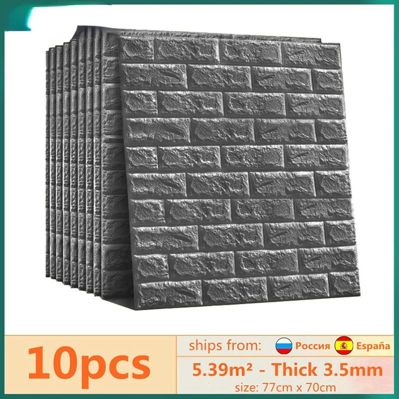 

10pc 77*70cm 3D Wall Sticker Imitation Brick Bedroom Waterproof Self-adhesive Wallpaper For Living Room TV Backdrop Decor