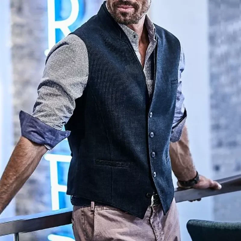 

Fashion Suit Vest Men Formal Dress Vest Men's Single-breasted Vest Gilet Fitness Sleeveless Jacket Wedding Waistcoat Men 3XX