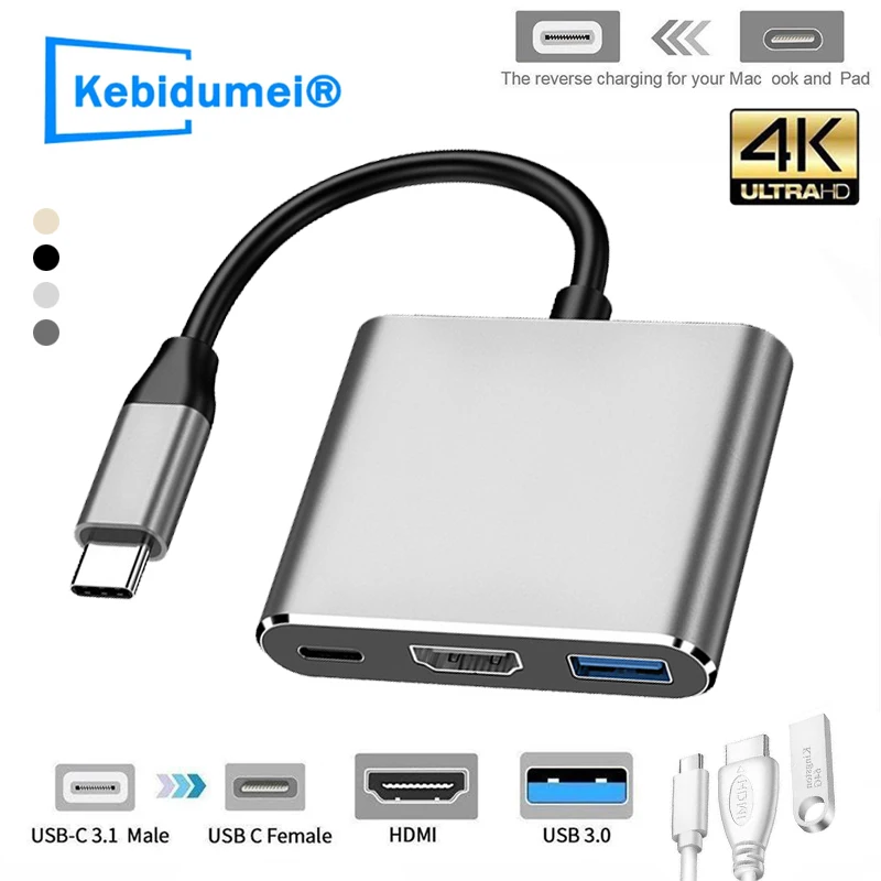 

Multi -port Type C to HDMI USB 3.0 Digtial Adapter AV TV Projector Keyboard Card Reader OTG Cardreader For XIAOMI For Macbook