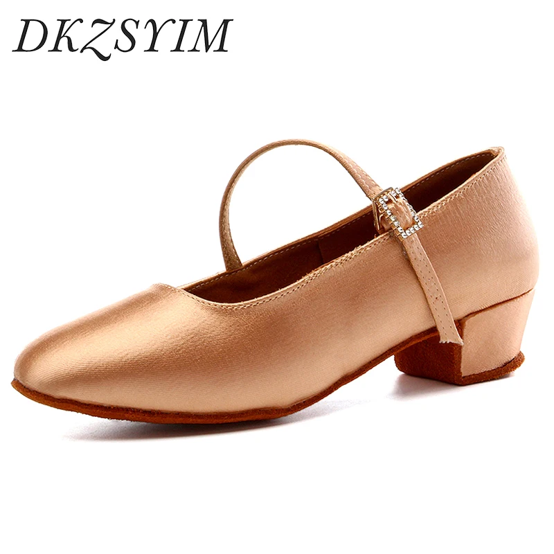DKZSYIM Modern Dance Shoes Women Girls Dancing Shoes Ballroom Soft Outsole Latin Dance Shoes For Women Closed Toe Tango Heels3cm