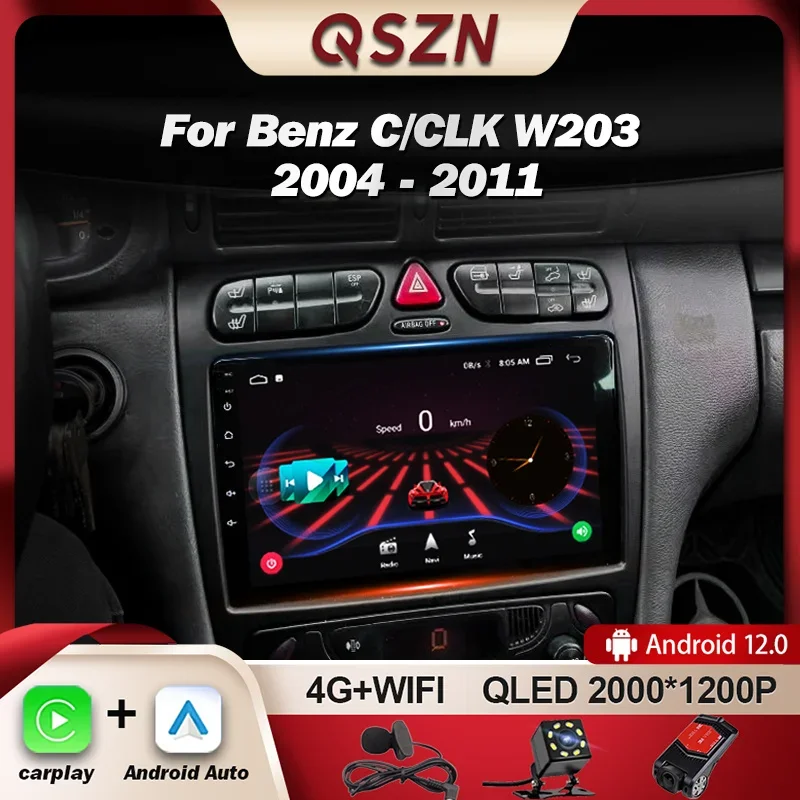 Автомагнитола QSZN для Benz C-Class W203 W209 C180 C200 CL203 C209 A209 2004-2011 мультимедийный видеоплеер