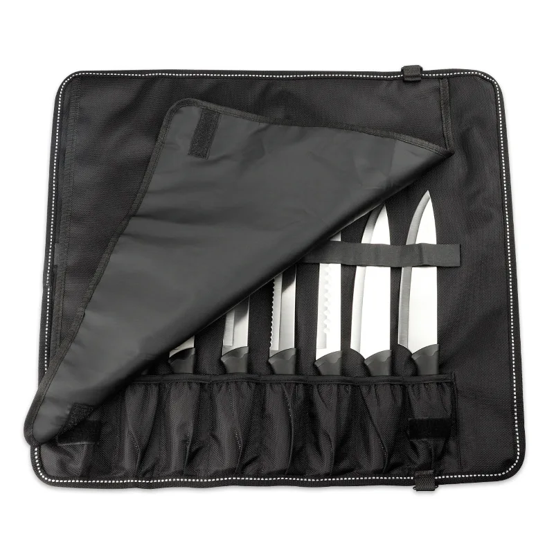 Microfiber Synthetic Leather Chef Knife Bag Roll Bag Kitchen Cooking Portable Durable Carry Bag Knife Storage Pockets