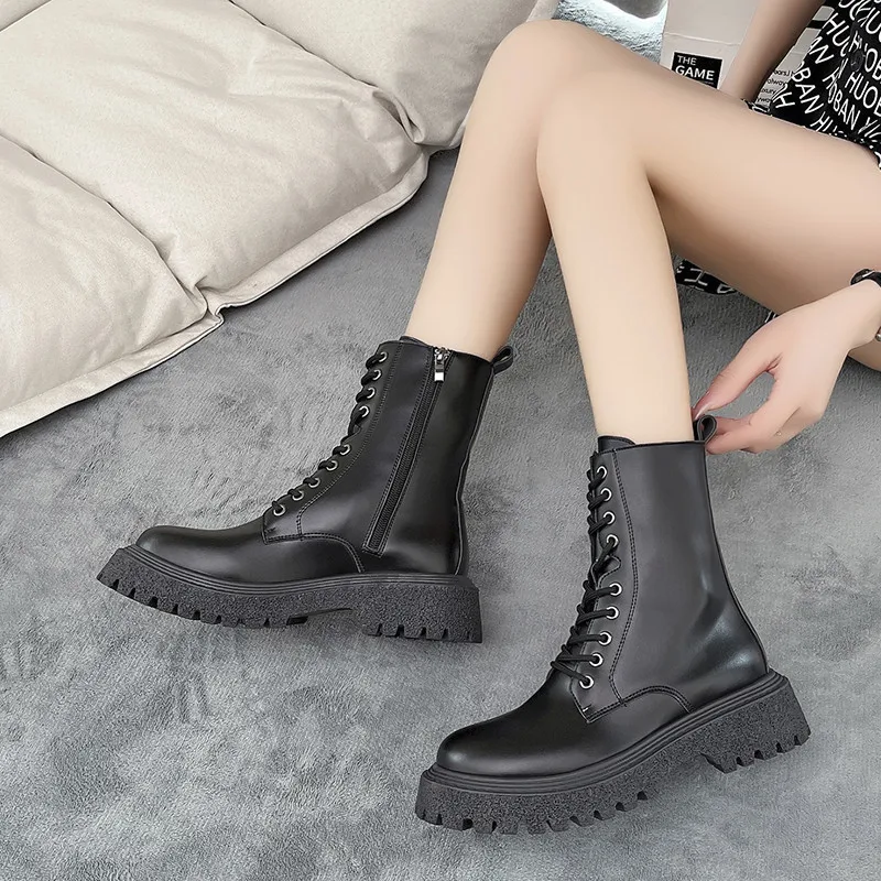 Autumn Winter New Women Ankle Boots 2022 Brand Platform Motorcycle Boots Ladies Casual Shoes Flats Snow Chelsea Boots Zapatos
