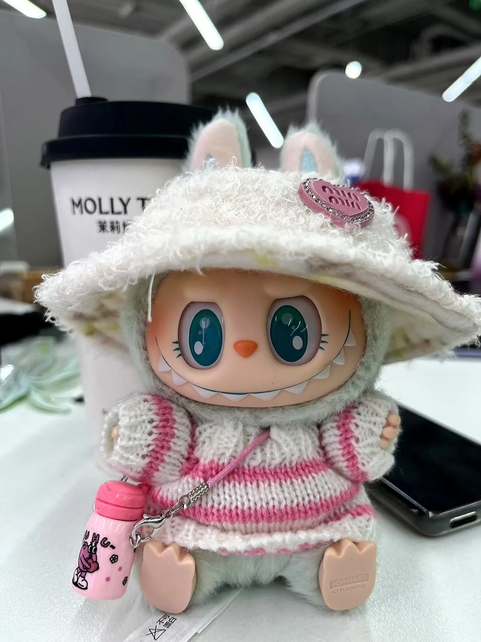 Одежда для мини-куклы 17 см синие и розовые клетчатые комбинезоны милых кукол Labubu