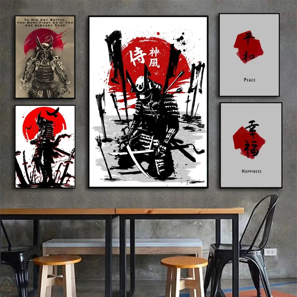 Винтажный самурайский японский постер с 7 преимуществами меча воина наклейки