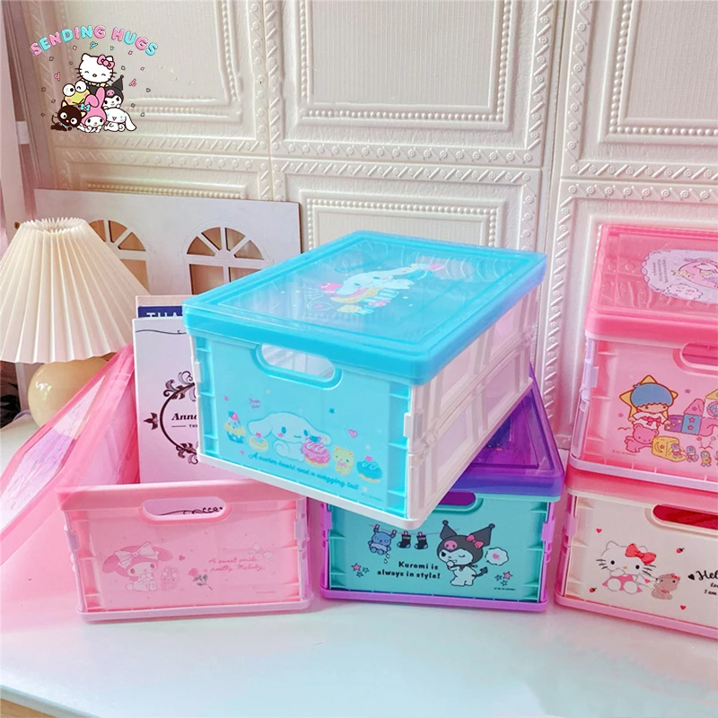 

Kawaii Sanrio Storage Box Kuromi Pochacco Cinnamoroll Anime Student Dormitory Desk Storage Sundries Cosmetics Toys for Girls
