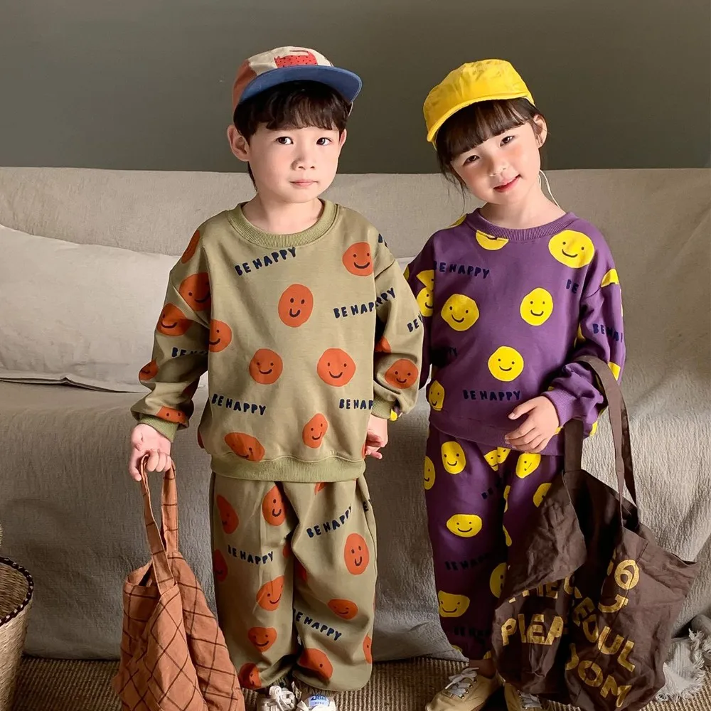 

Новинка осени 2023, детский комплект одежды с длинным рукавом, свитшот с мультяшным принтом для девочек + штаны, костюм из 2 предметов, детская повседневная спортивная одежда