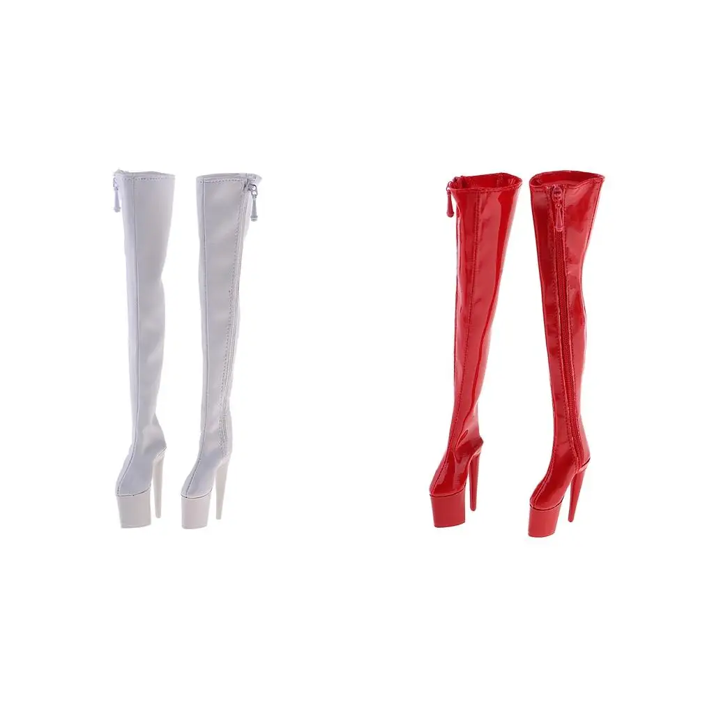 

2 Pair 1/6 Thigh High Boots Shoes for 12 Inch HT Female Figures