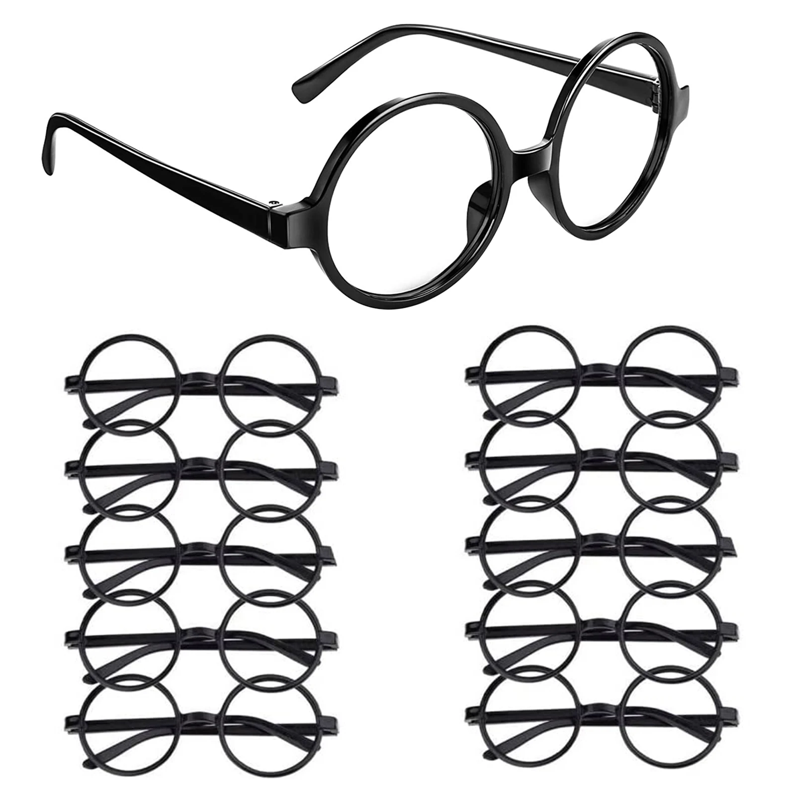 

10 Pack Wizard Glasses Costume Glasses Black Round Glasses Frame No Lenses Party Accessories For Posing Props Costume Party