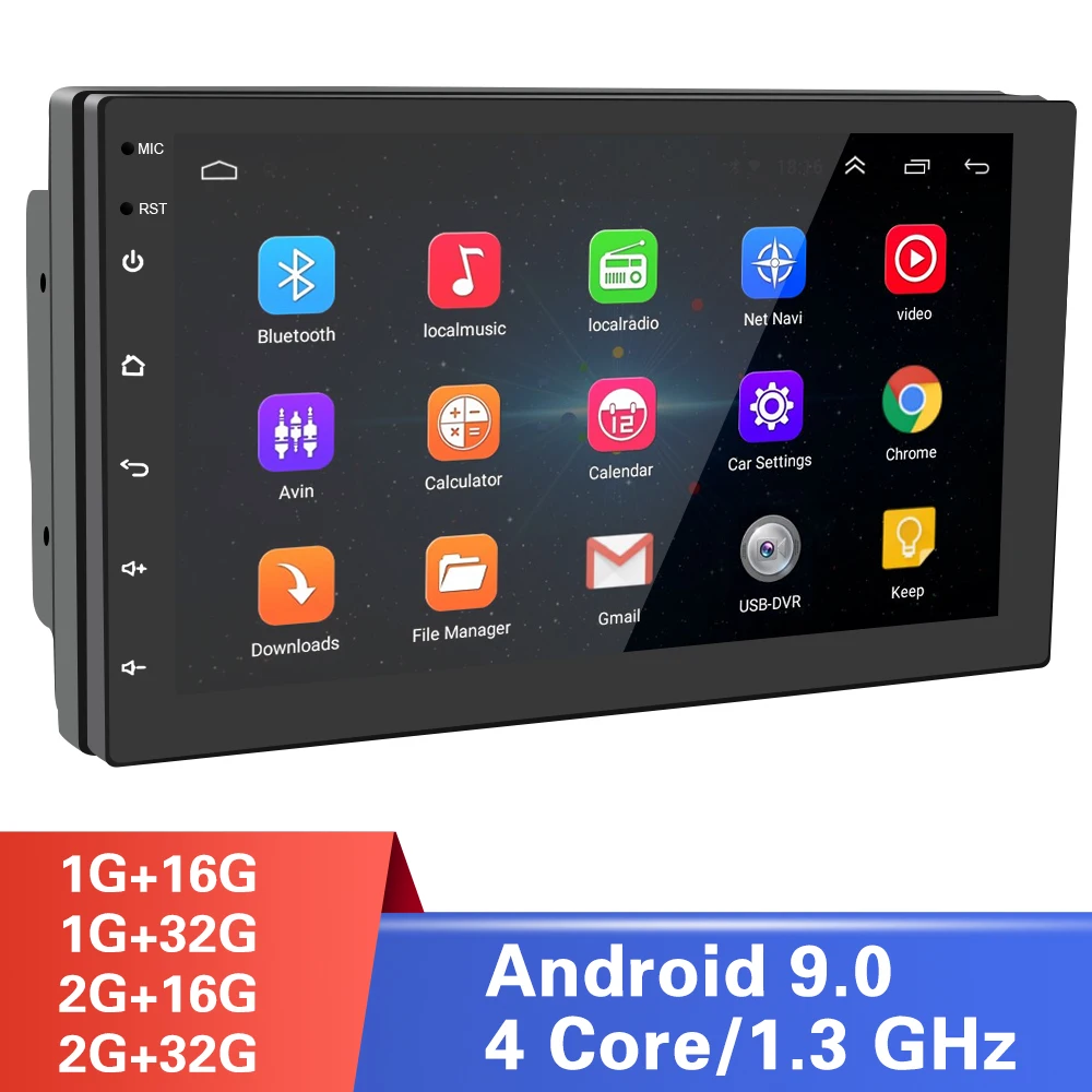 

GPS MAP Car Radio 1G/2G WIFI Bluetooth Player Universal Auto Stereo 4 Core Multimedia Video Player 2 Din Android 9.0