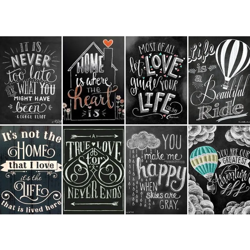 

Diamond Painting Chalkboard Hand Drawn Love Quote Full Round Diamond Embroidery Picture of Rhinestone 5D DIY Mosaic Home Decor
