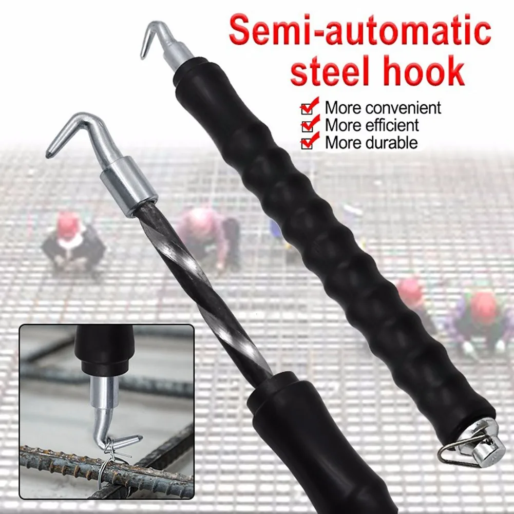 

1pcs Rebar Tie Wire Twister 12 Inch Rebar Straight Hook 300mmm Tie Wire Fence Twister Automatic Iron Hook Hand Tools Supplies