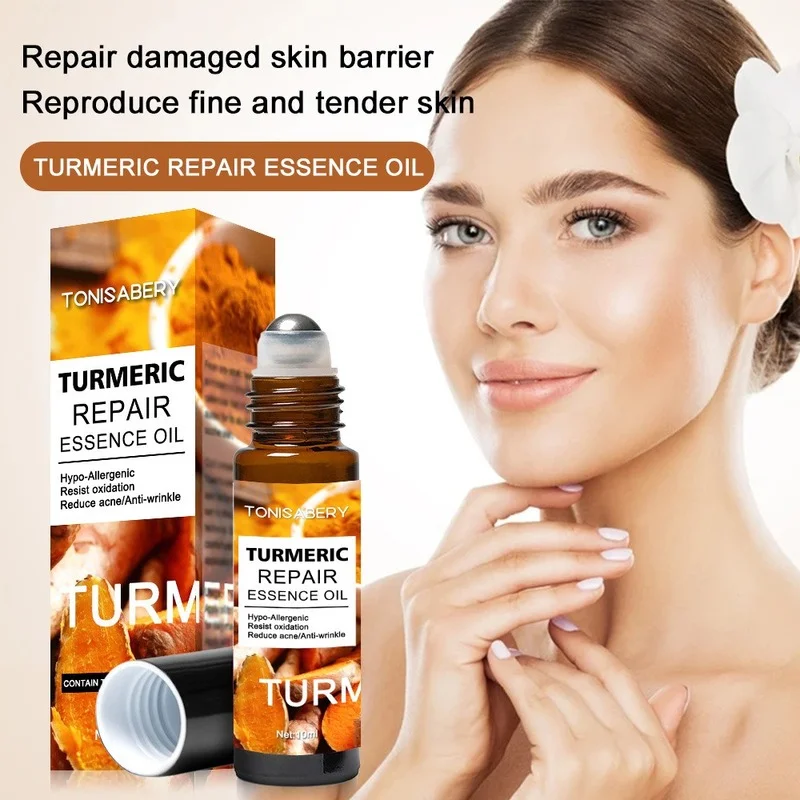 

Turmeric Roll-Up Facial Massage Oil 10ML Facial Treatment Wrinkle Brightening Oil Moisturizing, Brightening Skin Tone Facial