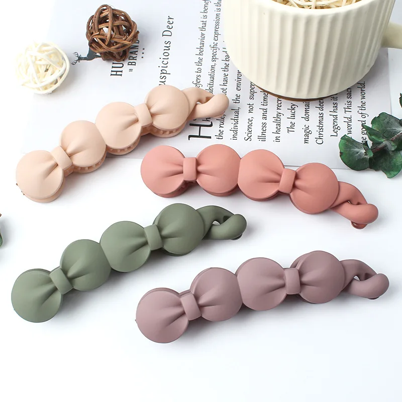 

1pc Frosted Bow Banana Clip for Women Girls Hair Styling Clip Plastic Hair Clip Crab Hair Twist Hairpins for Girls Ponytail Clip