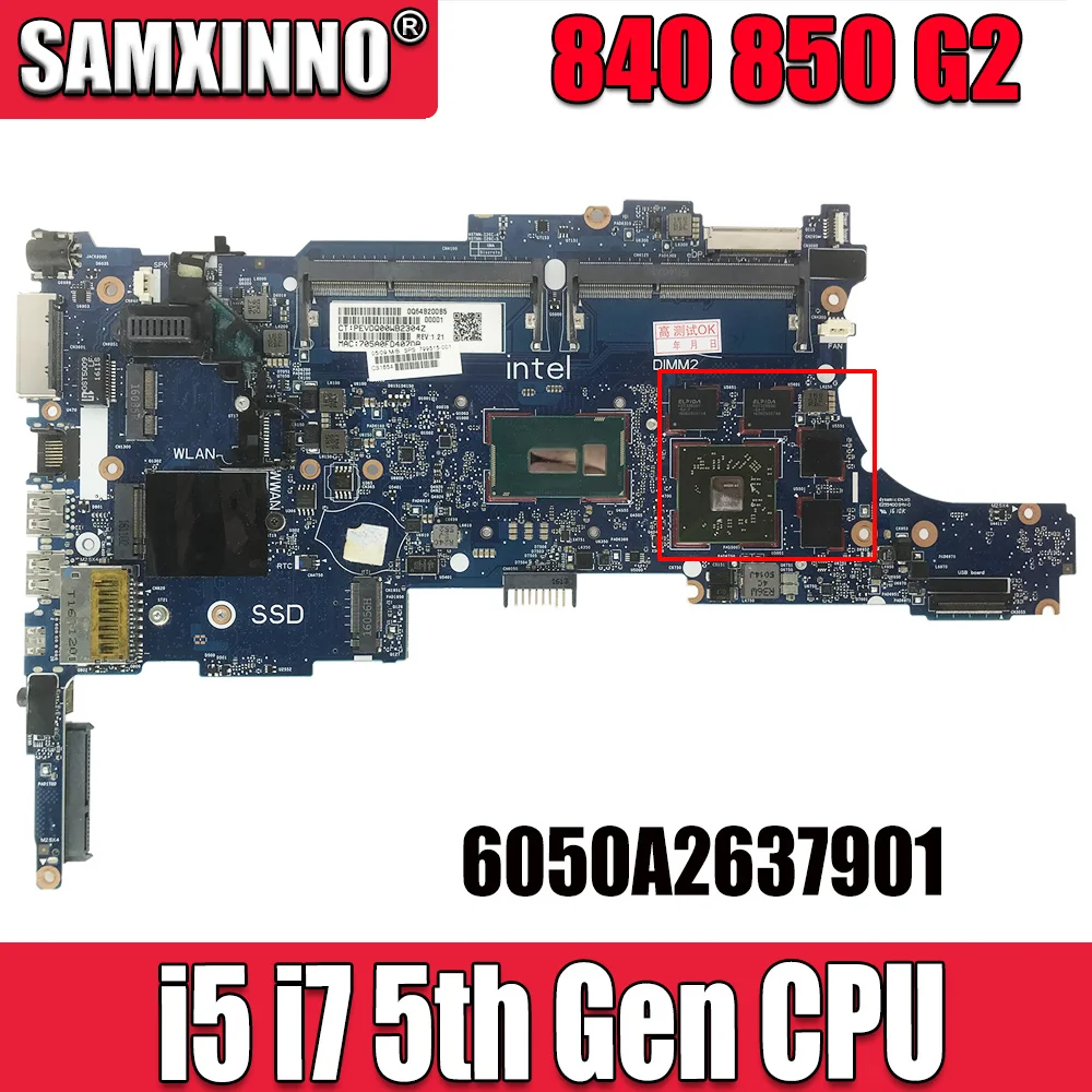 For HP 840 850 G2 Laptop Motherboard mainboard with I5 I7 5th Gen CPU VGPU 6050A2637901 motherboard |
