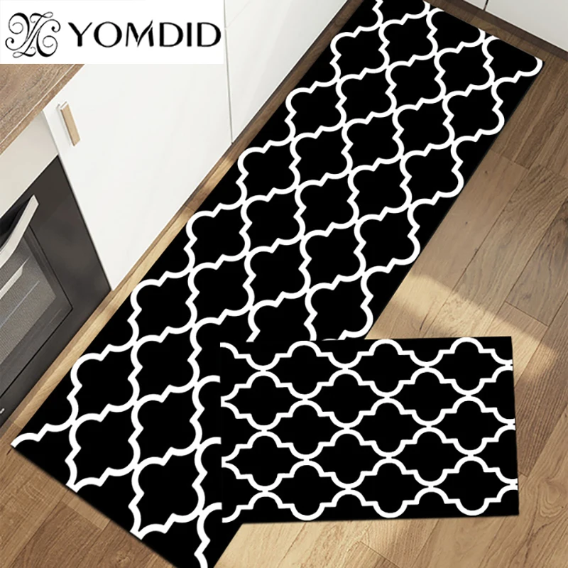 

YOMDID Bathroom mat Entrance Door Mat Washable Non-slip Kitchen Floor Mat Bedroom Living Room Bedside Area Geometric Print Rugs