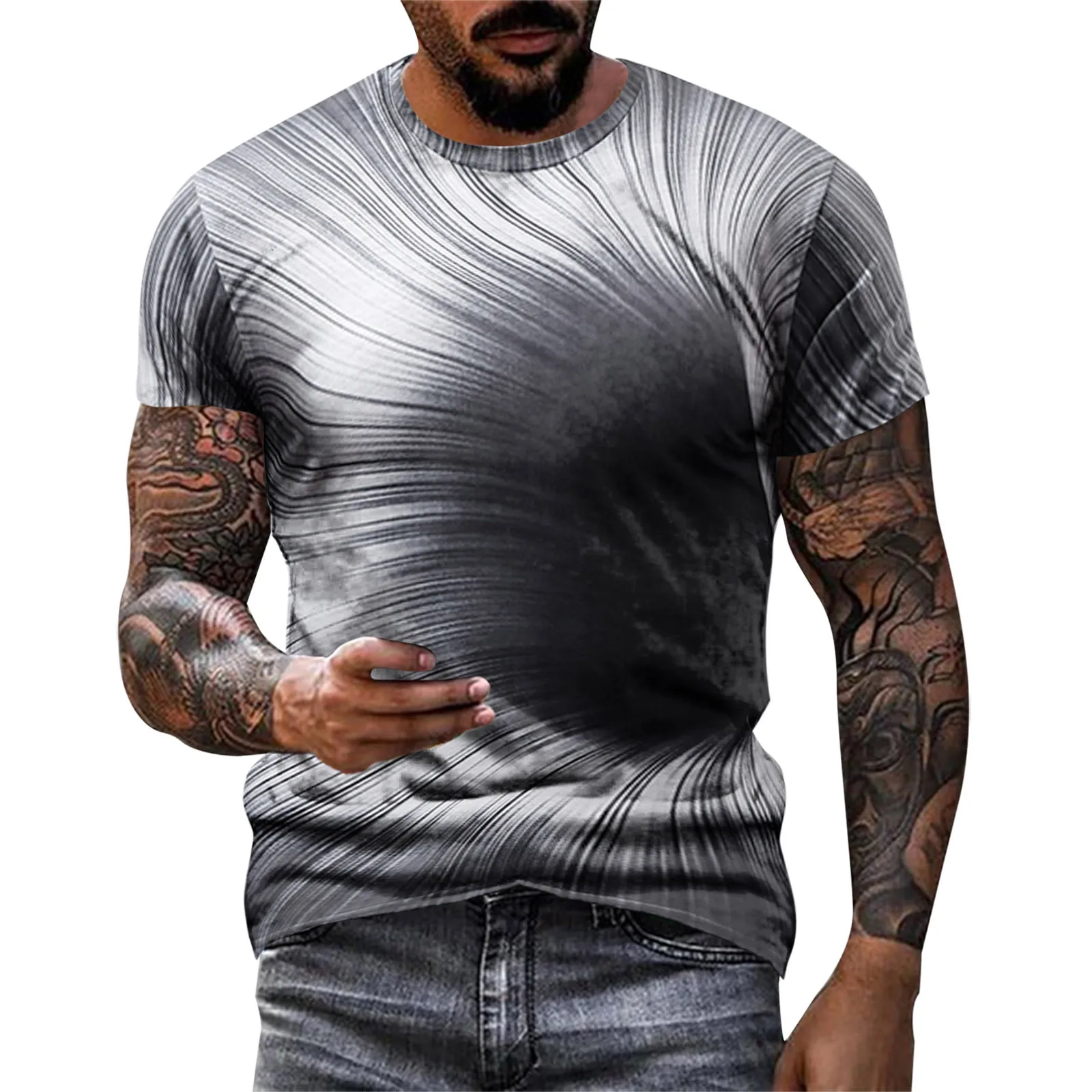 Футболка мужская с круглым вырезом коротким рукавом и цифровой графикой |