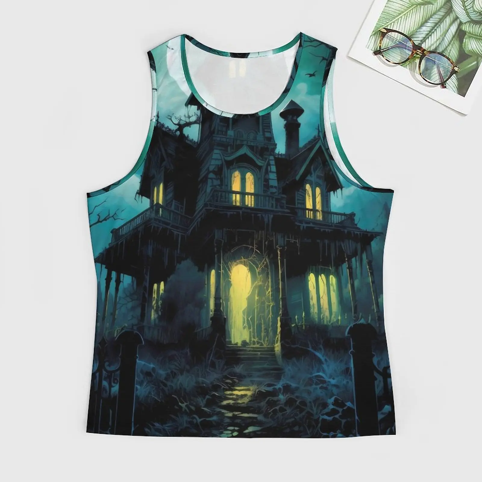 Мужская винтажная майка с принтом на Хэллоуин размеры до 5XL