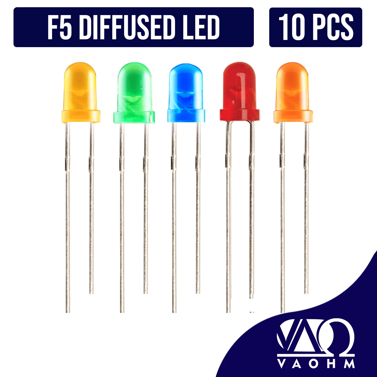 

LED F5 Water Clear 10PCS Round 5mm Light Emitting Diode (RED/BLUE/GREEN/ORANGE/YELLOW/WHITE)