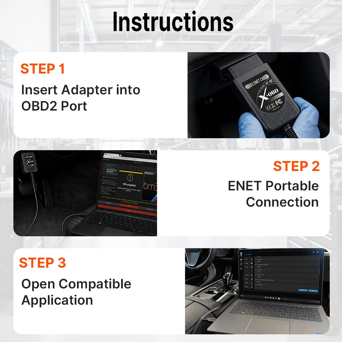 Фото Диагностический кабель OBD2 ENET 2 м для BMW F/G серии – инструмент для кодирования E-SYS ISTA Bimmercode Bootmod3 – с жилами из чистой меди №5