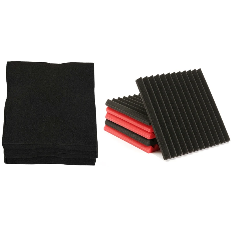 

6Pcs Soundproofing Foam Sound Absorbing Noise Sponge Foaming & 6 Pack Acoustic Panels Studio Foam Wedges 30X30X2.5Cm