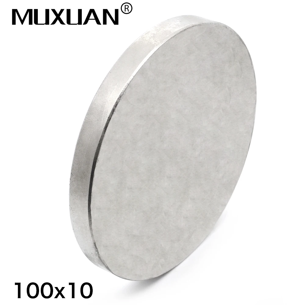

1pcs Neodymium N35 Dia 100mm x10mm Strong Magnets Disc NdFeB Rare Earth For Crafts Models Fridge Sticking 100*10mm 100mm*10mm