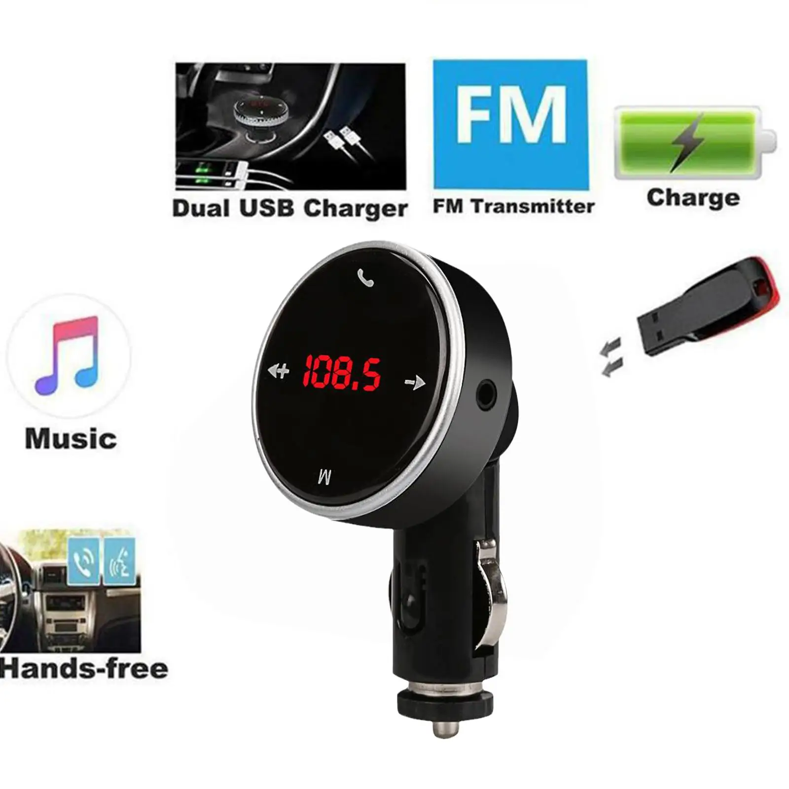 

Fm Transmitter Car Wireless Bluetooth-compatible Fm Radio Modulator Kit Handsfree Car Charger Audio Car Aux Mp3 Music Player USB
