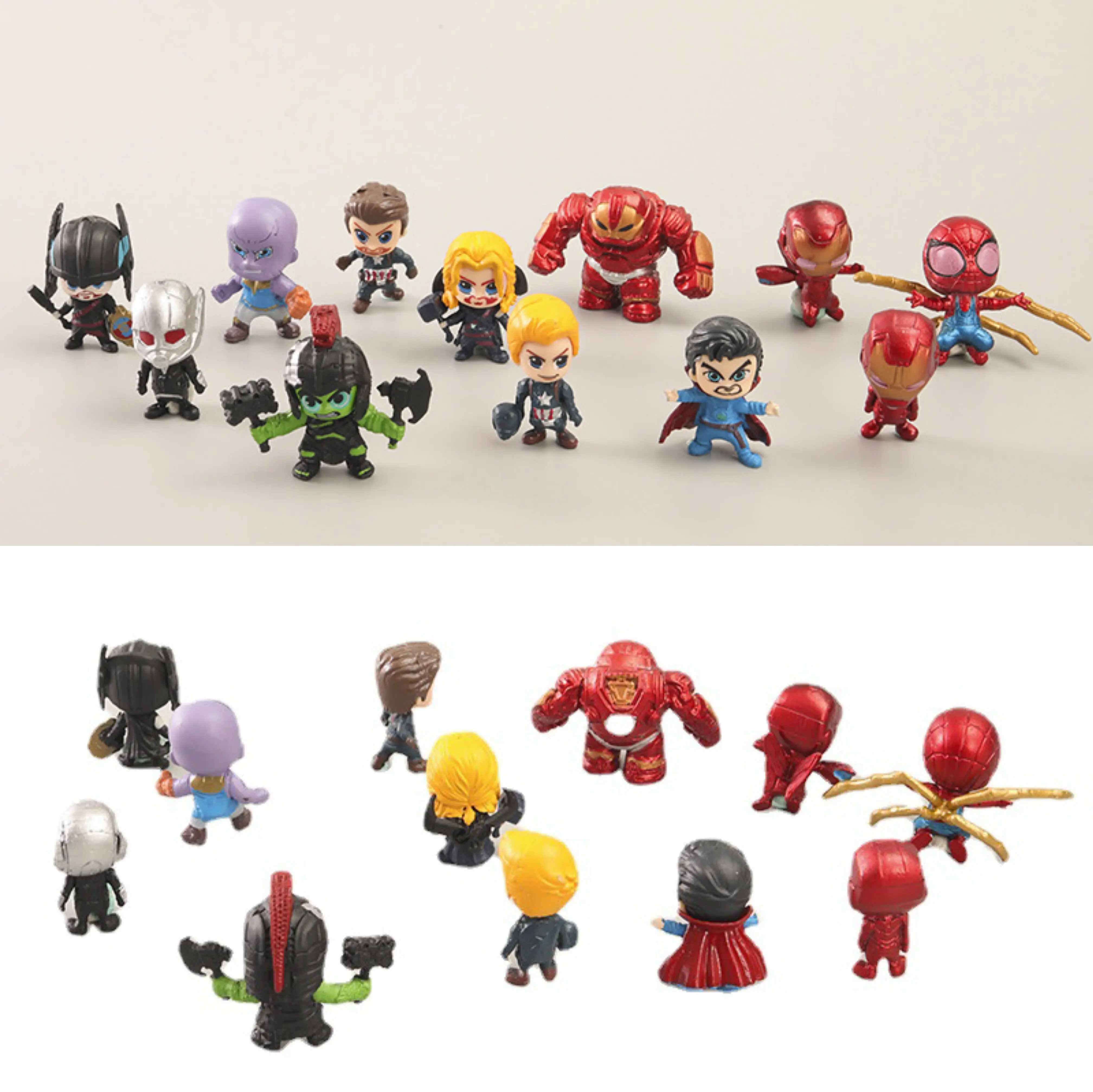 

12pcs/Lot Disney The Avengers Superhero Mini Iron Man Captain Hulk Thor America Spiderman Thanos Action Figure Model Toy