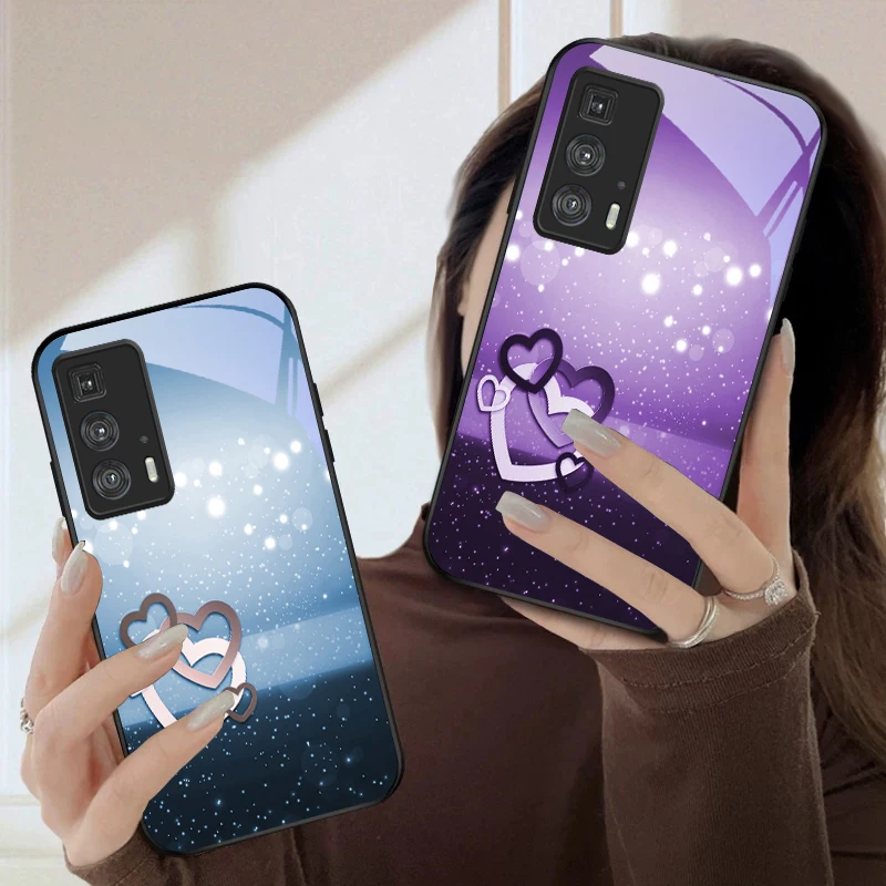 Фото Теплый и романтичный чехол для телефона Motorola Moto Edge 20 Lite 30 Pro 40 Neo 50 Ultra G14 G22 G24 Power 34 G35 X30 Pro из стекла №1