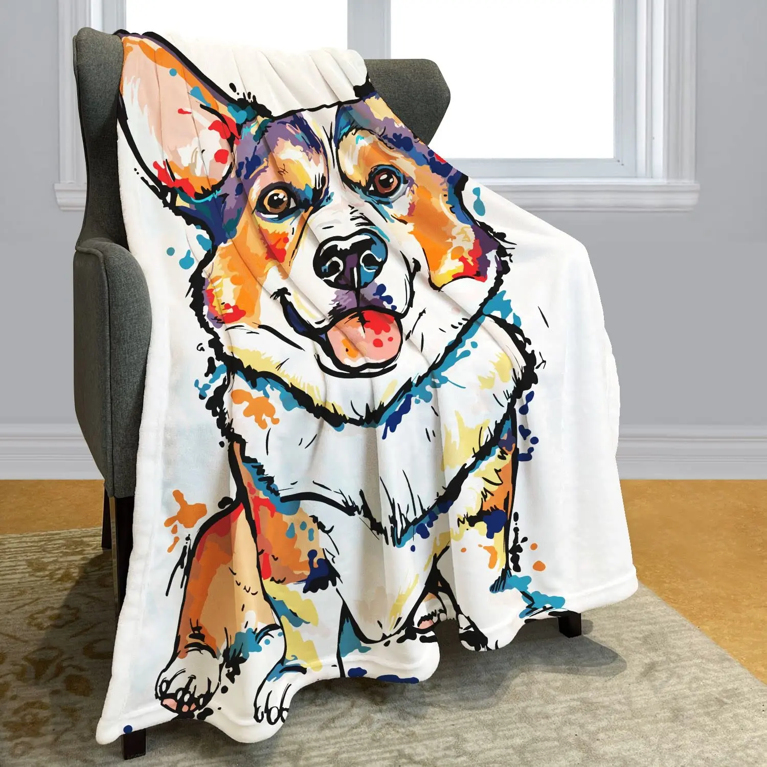 

Corgi Blanket for Teens Adults, Cute Dog Throw Blankets,Soft Plush Flannel Blanket for Couch Bed,best Gift for Lovers Room Decor