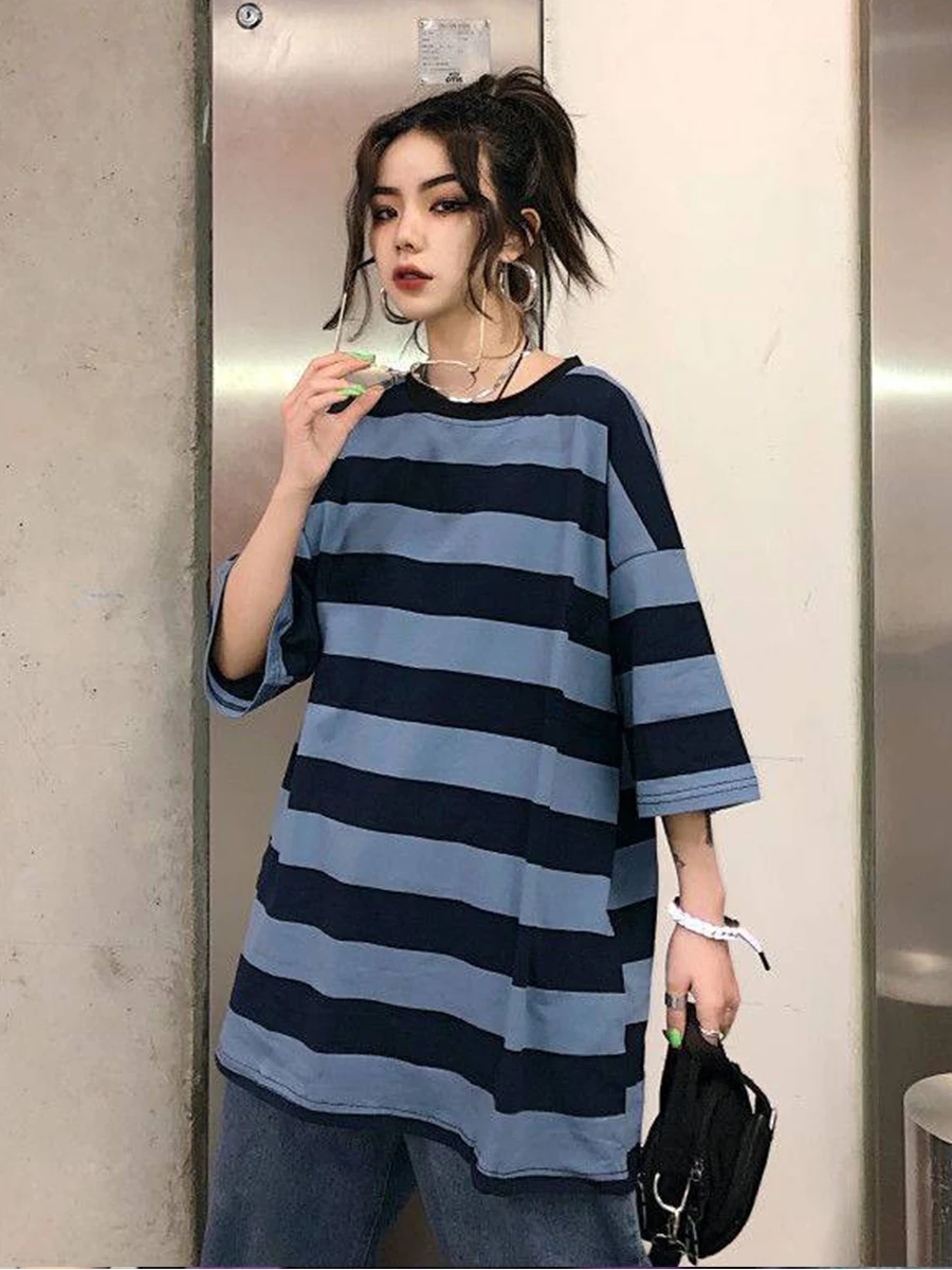 Модная женская футболка в стиле хип-хоп свободные летние женские Топы оверсайз