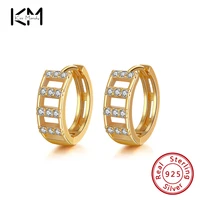 kiss mandy 100 real 925 sterling silver yellow gold plated huggies circle hoop earring for women wedding party engagement ape14