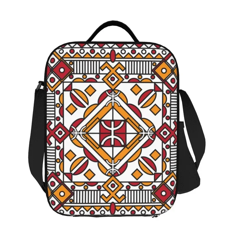 Kabyle Pottery Amazigh Ornament Insulated Lunch Bag for Women Retro Geometric Cooler Thermal Bento Box Office Work School