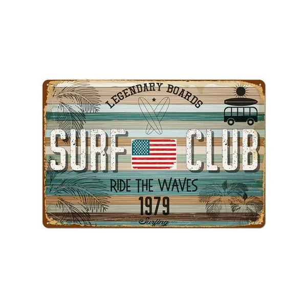 

Металлический плакат для серфинга, клуба, легендарные доски, жестяной плакат, пляжный клуб, клубный дом, настенное украшение, металлическая ...