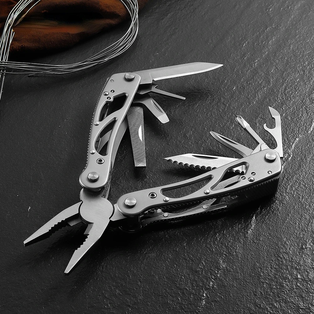 

Outdoor Multi-function Knife Pliers all Stainless Steel Folding Pliers Sandblasting Process Handle Household Collection Tool Set