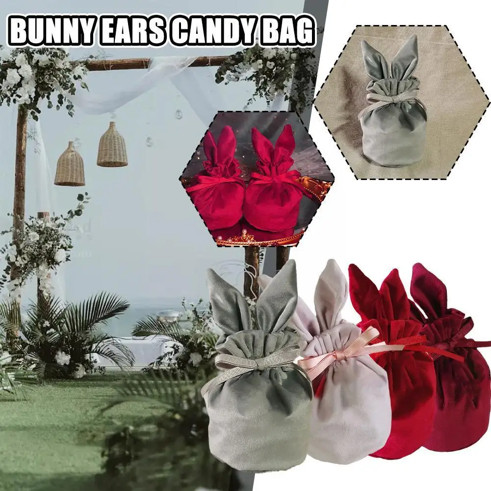 

Свадебный бархатный мешок для конфет с кроличьими ушками, новый подарок, бархатный тканевый мешок для конфет на день рождения, тканевый мешок в виде Луны B0y5