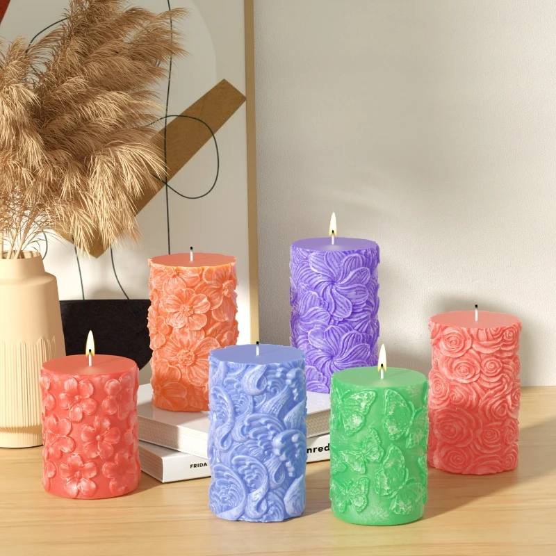 Цилиндрическая силиконовая форма для ароматерапии в виде свечи гипсовая