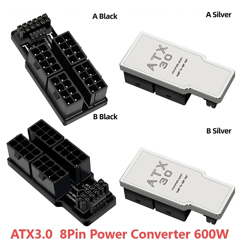 

ATX3.0 Power Adapter Connector 4X 8Pin Female to Male 12VHPWR 12+4P 600W 180° Angled for RTX4090/RTX4080 16GB/12GB Graphics Card