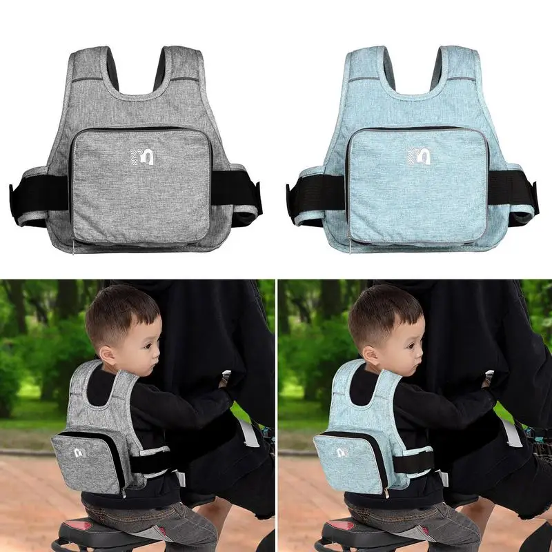 Children Motorcycle Safety Harness Belt Adjustable Baby Carrier Bicycle Bike Seat Safety Strap Back Protector With Storage Bag 