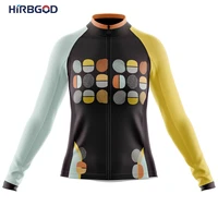 hirbgod new color spot dot women cycling jerseys long sleeve thermal bicycle clothing autumn quick dry bike wear top uniform