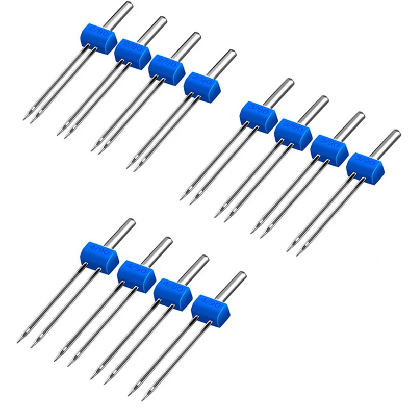 

MIUSIE 24PCS/ Set Twin Needles Durable Double Twin with Box Multifuctional Fittings for Household Sewing Machine 2/3/4mm