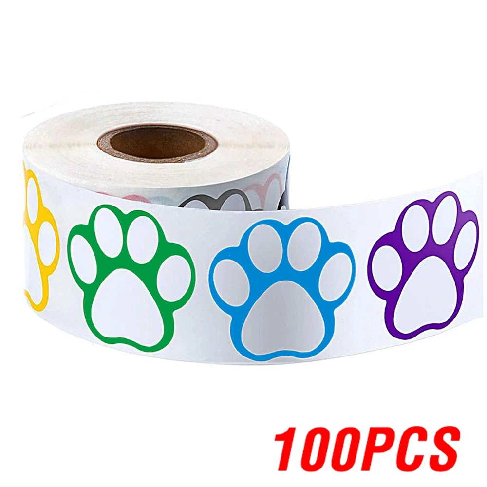 Цветные круглые наклейки-лапки 1 дюйм