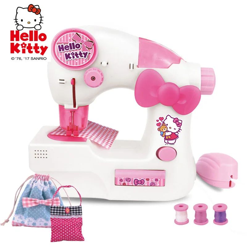 

Kawaii Hello Kitty Sanrio Plush Cartoon Cute Sewing Machine Handmade Sewing Clothes Play House Gift Anime Birthday Gift