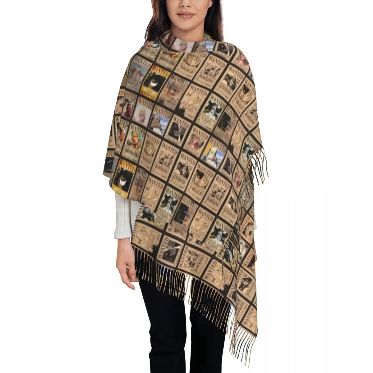 

Mugiwara One Piece Женский шарф с кисточками мягкий Классический пиратский Аниме Манга шали палантины женские зимние шарфы