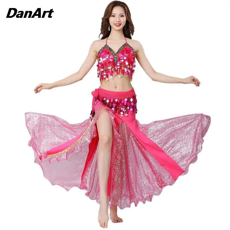 Костюм для танца живота 3 шт. сексуальный бюстгальтер с кисточками и блестками