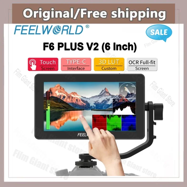 Монитор FEELWORLD F6 PLUS V2 4K 6-дюймовый для камеры DSLR полевой монитор 3D LUT сенсорный экран