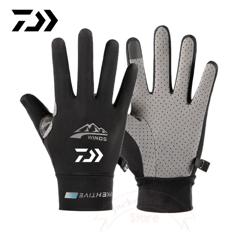 

Daiwa 2023 Summer New Men's Fishing Gloves Anti Slip Outdoor Riding Sunscreen Gloves Sports Breathable Ice Silk Gloves Men