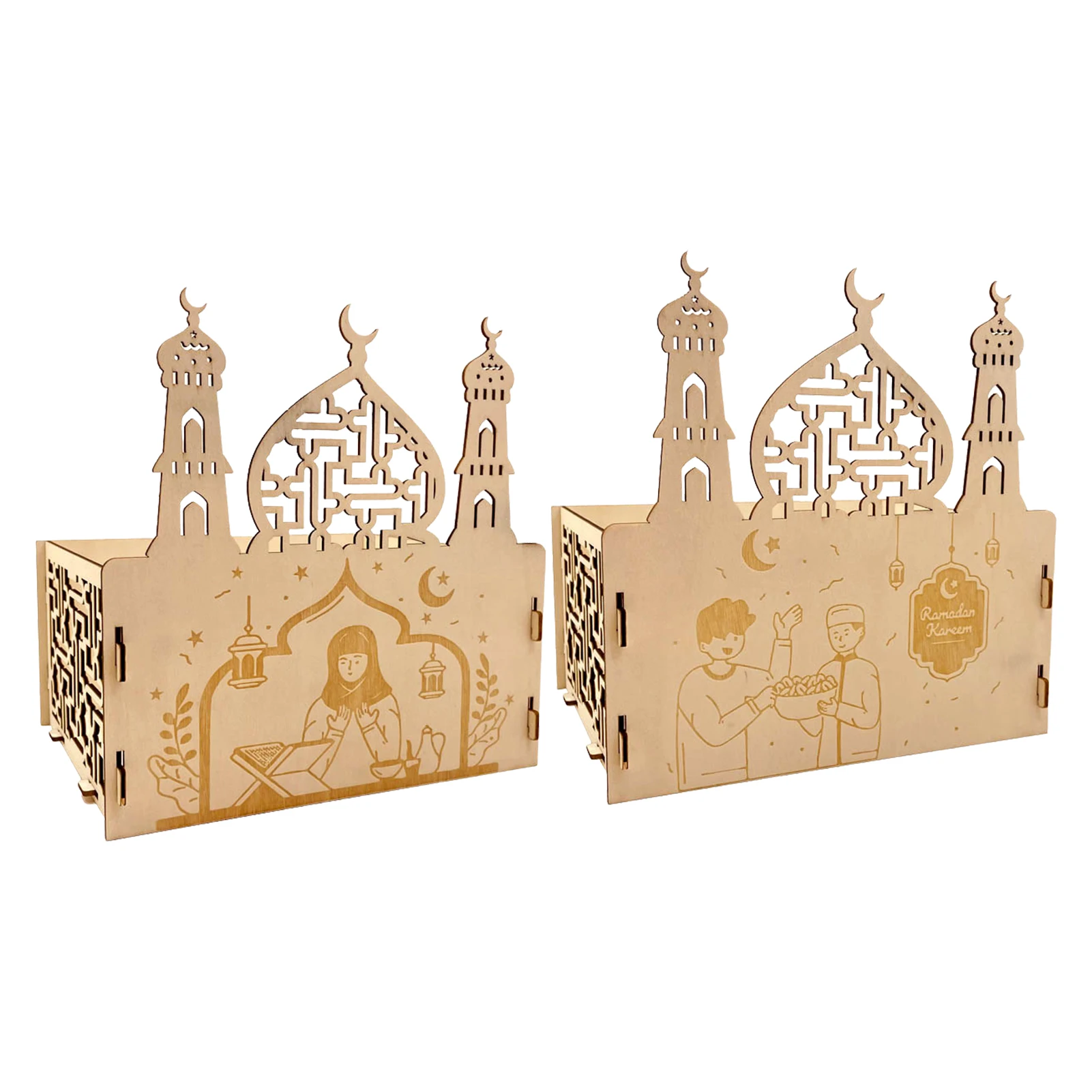

Wooden Eid Mubarak Dessert Tray Ramadan Moon Star Mosque Tray Muslim Party Decor Tableware Tray Decoration for Parties Weddings